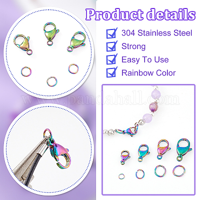 Застежки-карабины из нержавеющей стали 304 с открытыми соединительными кольцами STAS-PH0005-99B-1