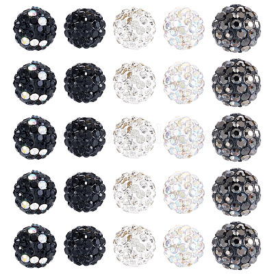 100 шт. 5 вида бусин из полимерной глины со стразами RB-TA0001-22A-1