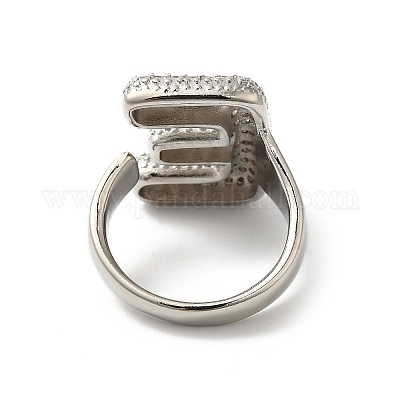 Открытое кольцо-манжета из латуни с надписью микро паве для женщин с прозрачным кубическим цирконием RJEW-N046-03E-P-1