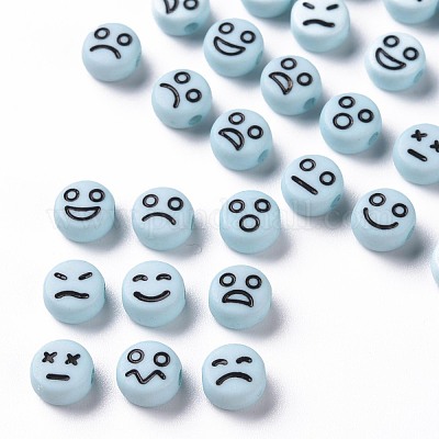 Непрозрачные голубые акриловые бусины MACR-N008-42-C05-1