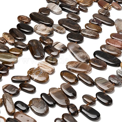 Природные окаменелое дерево бисер пряди G-C253-07-1