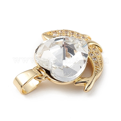 Настоящие 18-каратные позолоченные подвески из латуни с микропаве из кубического циркония KK-C015-28G-16-1