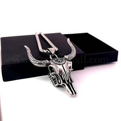 Ожерелья с подвеской в виде черепа быка из нержавеющей стали в западном стиле для мужчин BA1593-1