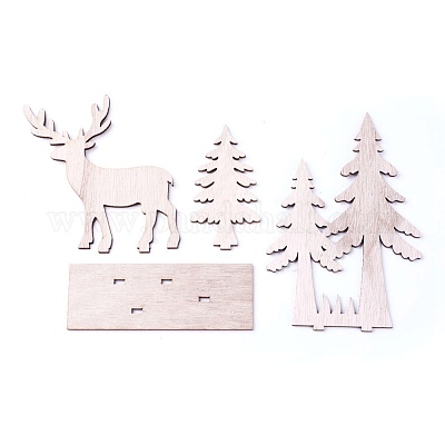 Неокрашенный платан деревянные украшения для дома DJEW-F006-04-1