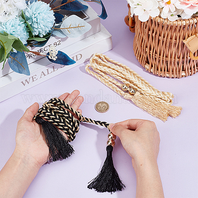 6 шт. 2-цветный нейлоновый хлопковый плетеный ремень-цепочка AJEW-CP0008-17-1