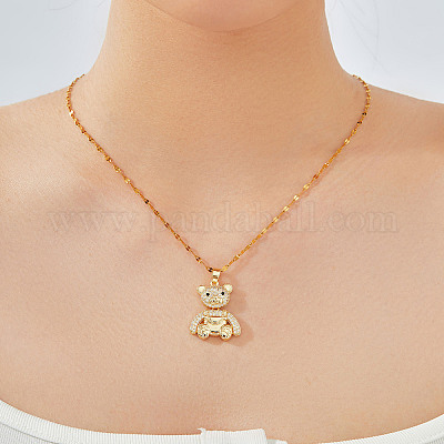 Элегантные ожерелья с подвеской в виде мини-медведя из прозрачного кубического циркония WF3918-1