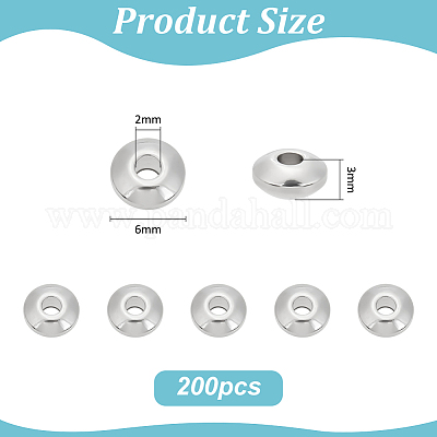 200 шт. рондель 304 бусины из нержавеющей стали STAS-UN0048-76-1