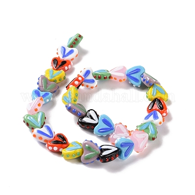 Сердце ручной работы лэмпворк бусы нити LAMP-G150-01B-1