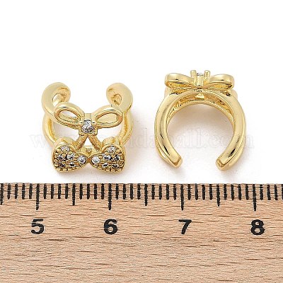 Латунные серьги-манжеты из прозрачного кубического циркония EJEW-Q045-02G-1