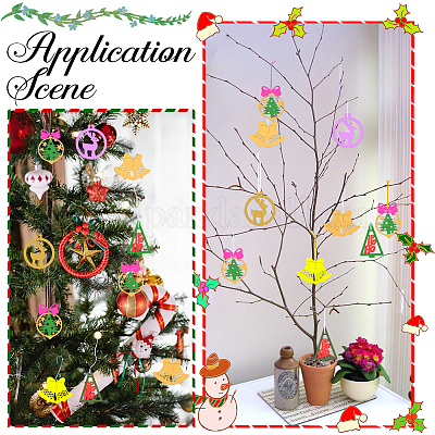 4 комплект 4 стилей рождественских незаконченных деревянных подвесных украшений WOOD-SC0001-87-1