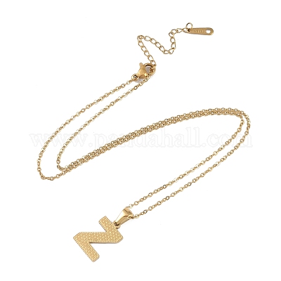 Ионное покрытие (ip) начальная буква 304 нержавеющая сталь кулон ожерелья NJEW-M199-01G-Z-1