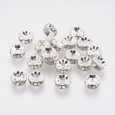 8MM Diameter Rhinestone Spacer Beads,Crystal Diamond,Brass,Silver