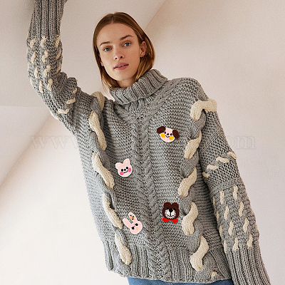 36шт 12 стиля животных полиэстер вязаные аппликации DIY-FG0004-03-1