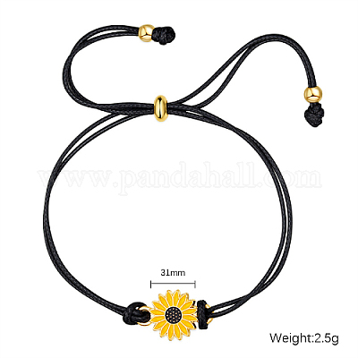 Браслеты-слайдеры из сплава с эмалью и цветком ромашки IP6266-1-1