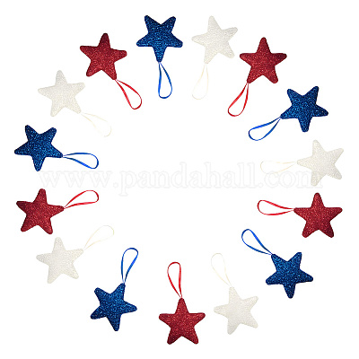 24 шт. 3 цвета День независимости пенопластовые звезды подвесные украшения AJEW-CN0004-58-1