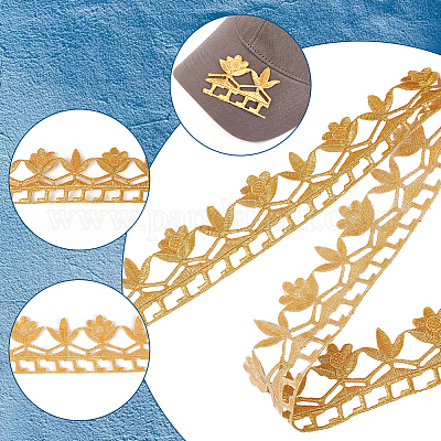 Утюжить/пришить полиэстеровую кружевную ленту с цветочной вышивкой SRIB-WH0026-32A-1