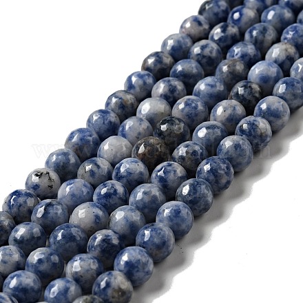 Fili di perle di diaspro macchia blu naturale G-P476-01C-02-1