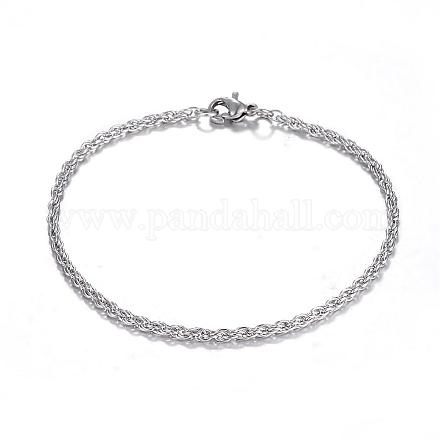 Bracelets avec chaîne de corde en 304 acier inoxydable BJEW-K002-08-1