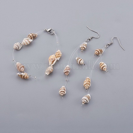 Spiral Shell Jewelry Sets SJEW-JS01001-1