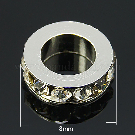 Perles séparateurs en laiton avec strass RB-H253-8x2.5mm-12-1