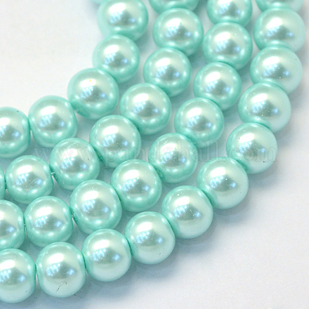 Baking Painted Pearlized Glass Pearl Round Bead Strands HY-Q003-4mm-45-1
