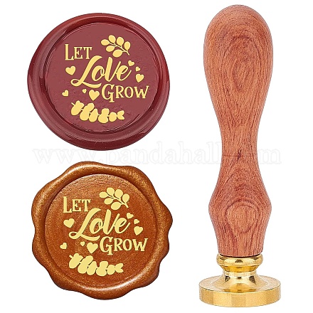 Brass Wax Seal Stamps with Rosewood Handle AJEW-WH0412-0135-1