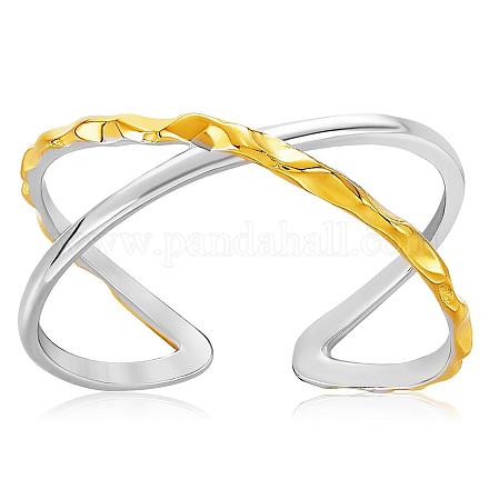 Dos tonos 925 anillo de plata esterlina entrecruzado ajustable abierto x anillo compromiso boda brazalete anillos banda dedo envolver anillos joyería de moda minimalista para mujeres JR955A-1