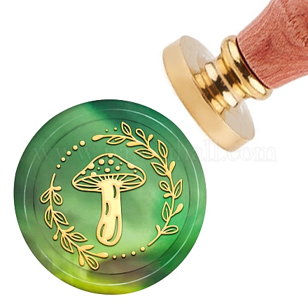 Brass Wax Seal Stamp with Handle AJEW-WH0184-0010-1