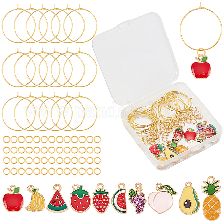 SUNNYCLUE 1 Box 20 Sets Fruit Wine Glass Charms Drink Identifiers Markers Alloy Enamel Pear Grape Pendants Brass Charm Rings Jump Rings for Party Favors Decoration Family Gathering DIY-SC0016-42-1