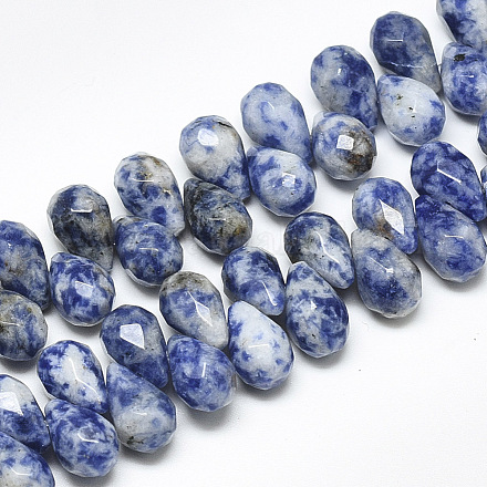 Hebras de cuentas de jaspe de punto azul natural G-S357-C02-06-1