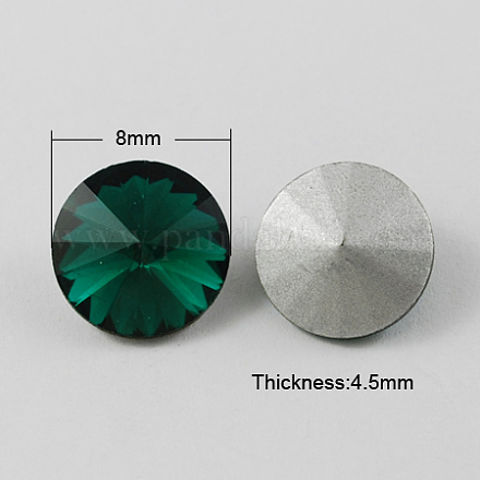 ポイントガラスラインストーン  リボリラインストーン  バックメッキ  コーン  濃い緑  8x4.5mm RGLA-R003-8mm-7-1