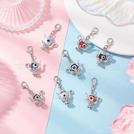 Чайник ручной работы лэмпворк от сглаза и тибетский стиль подвесные украшения из сплава HJEW-JM03543-02-1