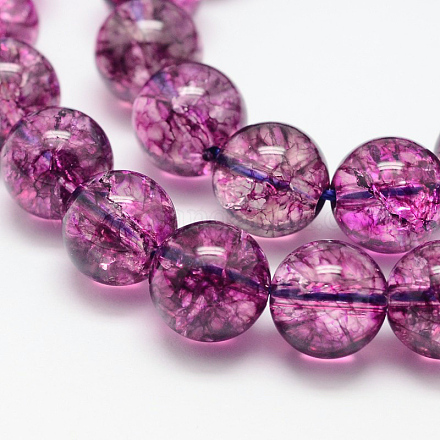 Chapelets de perles de quartz craquelées naturelles rondes et teintées G-K084-6mm-01A-1