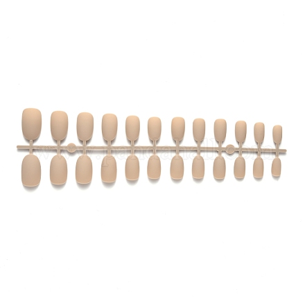 12 faux ongles courts français de couleur unie naturelle givrée de taille différente MRMJ-T078-97-26-1