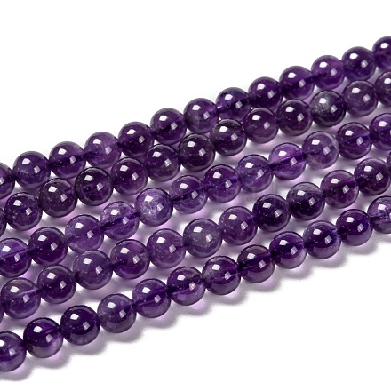 Ametista fili di perle rotonde naturali G-M304-18-6mm-1