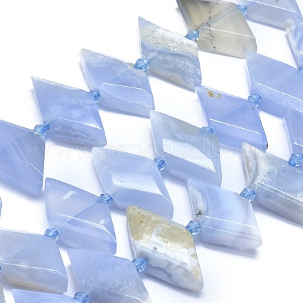 Calcedonio blu naturale fili di perle G-O179-H06-1