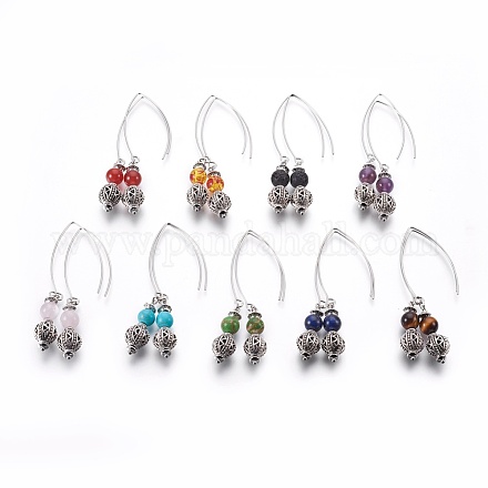 Ensembles de boucles d'oreilles avec perles de pierres précieuses naturelles et synthétiques mélangées EJEW-JE02811-1