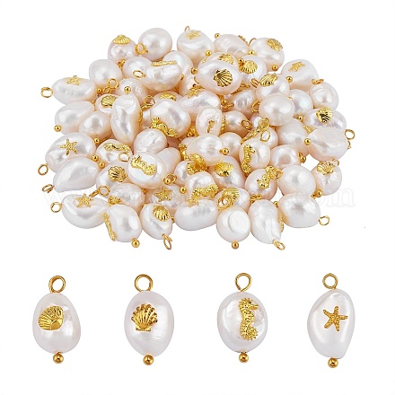 40 pz 4 stili ciondoli di perle naturali keshi FIND-SZ0006-09-1