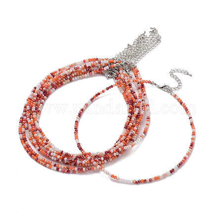 Collier de perles de verre rondelle à facettes pour femme NJEW-M208-01G-1
