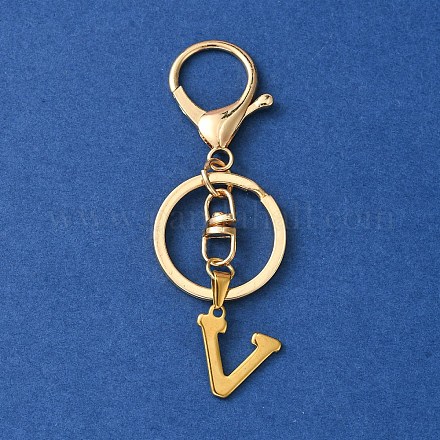 304 Schlüsselanhänger mit Anfangsbuchstabenanhänger aus Edelstahl KEYC-YW00005-22-1