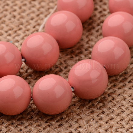 Polished Round Grade A Shell Pearl Bead Strands BSHE-M027-16mm-20-1