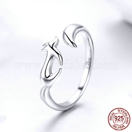 925 кольцо-манжета из серебра [925] пробы с родиевым покрытием RJEW-FF0010-13P-1