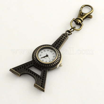 Retro Keyring Accessories Alloy Tower Watch for Keychain WACH-R009-074AB-1