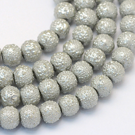 Chapelets de perles en verre texturée peinte texturée HY-Q002-6mm-06-1