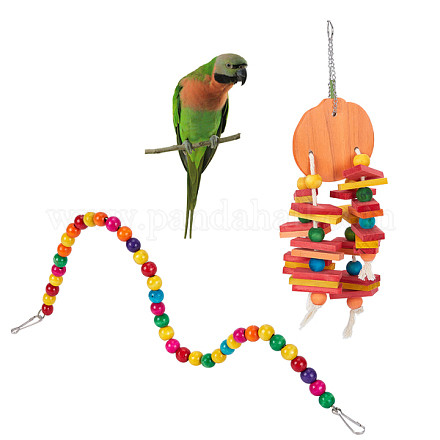 Ahandmaker giocattolo da masticare pappagallo in legno stile 2 pz 2 AJEW-GA0003-38-1
