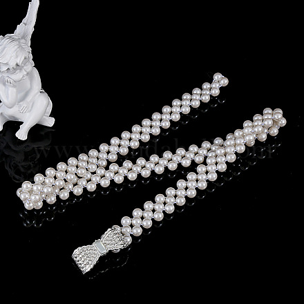 Эластичные цепочные ремни из сплава и акрила с бусинами-имитаторами WG979C0-07-1