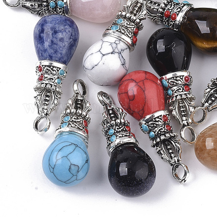 Natural & Synthetic Mixed Gemstone Pendants G-T128-04-1