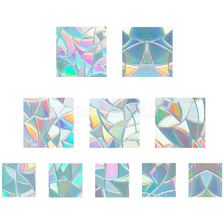 レインボープリズムパスター  窓のステッカーの装飾  正方形  カラフル  10x10cm  15x15cm  10個/セット DIY-WH0203-74-1