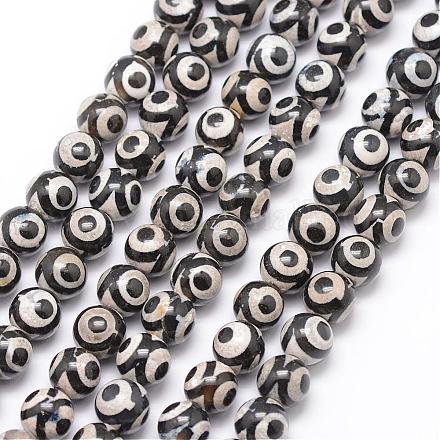 3-Augen-Dzi-Perlen im tibetischen Stil G-K166-01-8mm-L1-01-1