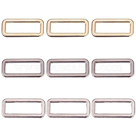 PandaHall Elite 36pcs 3 Colors Assorted Metal Rectangle Buckle Ring Alloy Bag Purse Snap Hook Rings Webbing Belts Buckle for Belt Bags DIY Accessories PALLOY-PH0012-89-1